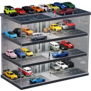 164 Scale Realistic Elevator Style Parking Garage Scene Lighting Acrylic Box Display Cabinet Model Toy Handheld - Image 1