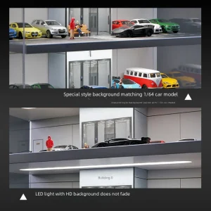 164 Scale Realistic Elevator Style Parking Garage Scene Lighting Acrylic Box Display Cabinet Model Toy Handheld - Image 4