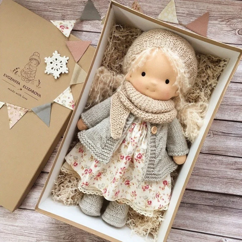 Miniature Handmade Enamel Christmas Thumb Doll Gift Box Waldorf Doll Traditional European Style Toy For Children