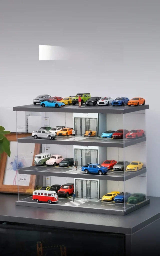 164 Scale Realistic Elevator Style Parking Garage Scene Lighting Acrylic Box Display Cabinet Model Toy Handheld