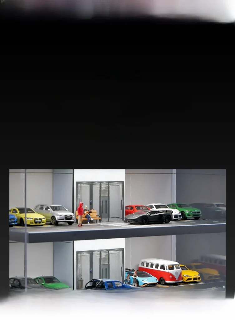 164 Scale Realistic Elevator Style Parking Garage Scene Lighting Acrylic Box Display Cabinet Model Toy Handheld