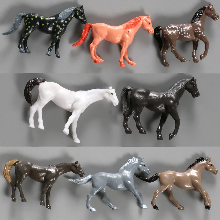 Mini simulation solid horse model 8 suit steed horse horse wild horse animal vinyl ornaments toy hand