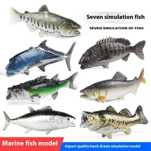 Simulation Cognitive Marine Animal Model Toy Salmon Salmon Large Mouth Bass Golden Gun Fish Tank Landscape Decoration - Image 2