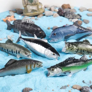 Simulation Cognitive Marine Animal Model Toy Salmon Salmon Large Mouth Bass Golden Gun Fish Tank Landscape Decoration - Image 3