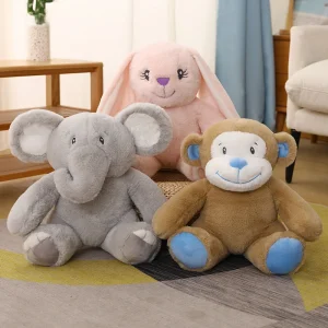 Soft Toys - Realistic Sitting Elephant & Monkey Plush Comfort Dolls - Image 2